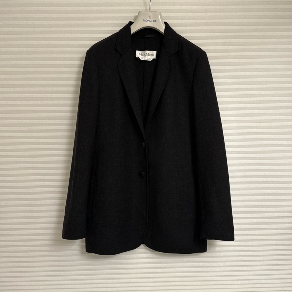Max Mara black wool blazer jacket sz 6 made in Italy